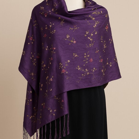 Purple Floral Scarf - Picture 2 of 7